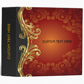 Red Black And Gold Tones Vintage Swirls -Template 3 Ring Binder