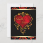 Red Black and Gold Wedding Invitation (Front)