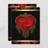 Red Black and Gold Wedding Invitation (Front/Back)