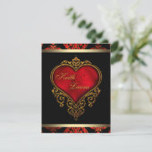 Red Black and Gold Wedding Invitation (Standing Front)