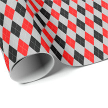 Red, Black and Gray Argyle Wrapping Paper