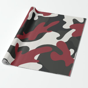 Red, Black, and Gray Camouflage Style Wrapping Paper