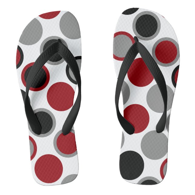 Red, Black and Gray Circles  Flip Flops (Footbed)