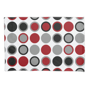 Red, Black and Gray Circles Pillow Case
