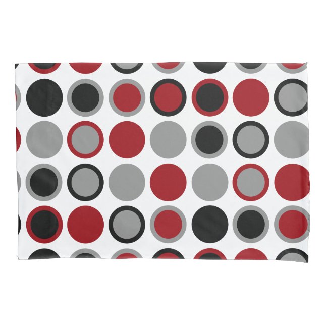 Red, Black and Gray Circles  Pillow Case (Front)
