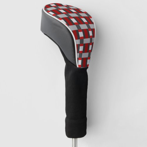 Red Black And Gray Color Block Print Golf Head Cov Golf Head Cover