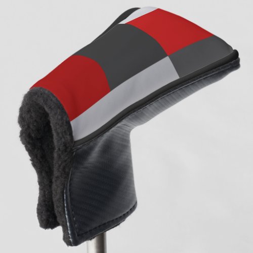 Red Black And Gray Color Block Print Golf Head Cover