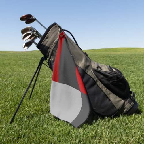 Red Black And Gray Color Block Print Golf Towel