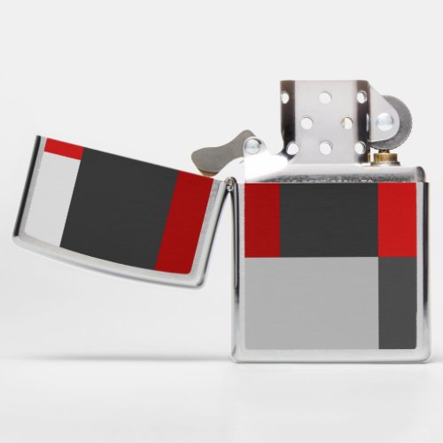 Red Black And Gray Color Block Print Zippo Lighter