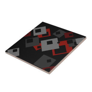 Red Black and Gray Geometric Ceramic Tile