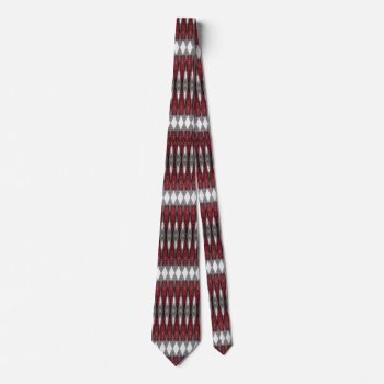 Red  Black And Gray Geometric Pattern Neck Tie by artinphotography at Zazzle