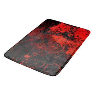 Red, Black and Gray Marble Abstract Bath Mat