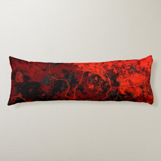 Red, Black and Gray Marble Abstract Body Pillow (Front)