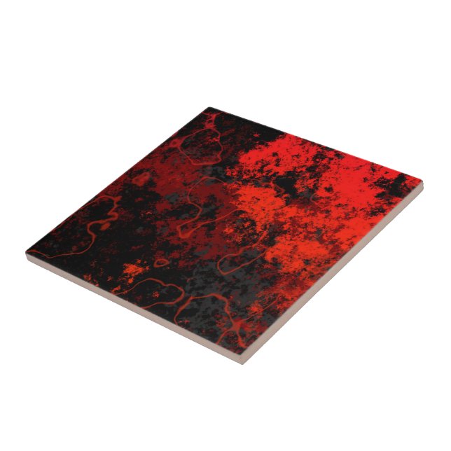 Red, Black and Gray Marble Abstract Ceramic Tile (Side)