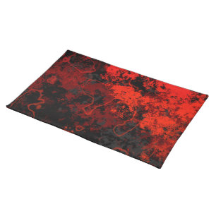 Red, Black and Gray Marble Abstract Cloth Placemat