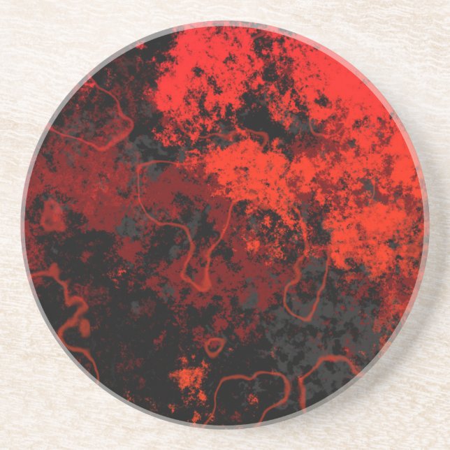 Red, Black and Gray Marble Abstract Coaster (Front)