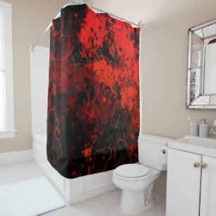 Red, Black and Gray Marble Abstract Shower Curtain