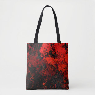 Red, Black and Gray Marble Abstract Tote Bag
