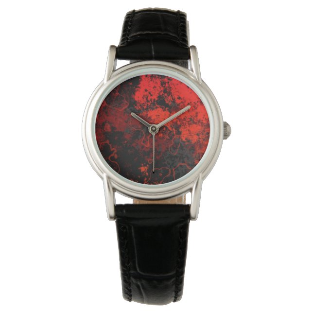 Red, Black and Gray Marble Abstract Watch (Front)