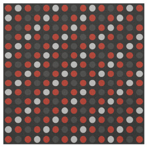Red, black and gray polka dots fabric
