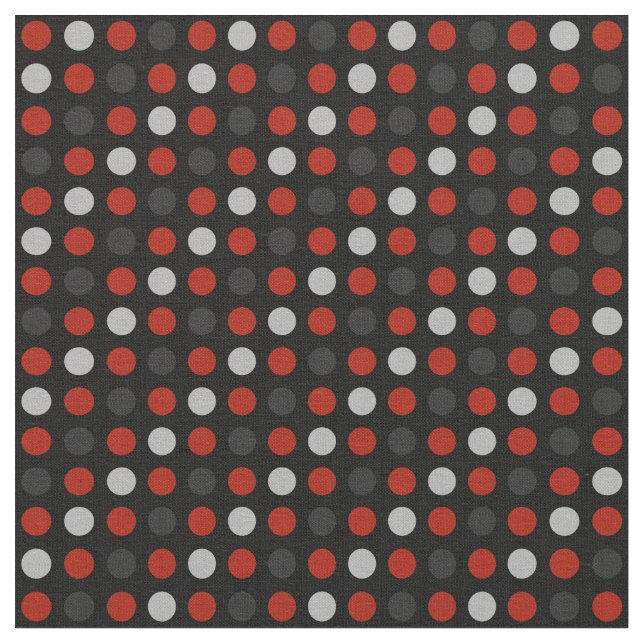 Red, black and gray polka dots fabric (Close Up)