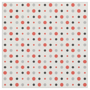 Red, black and gray polka dots fabric