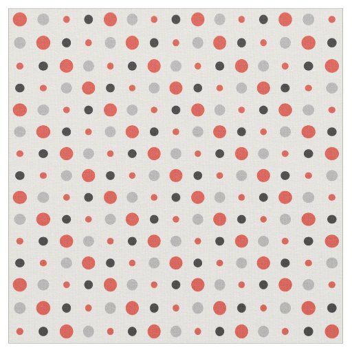 Red, black and gray polka dots fabric