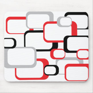 Red Black and Gray Retro Square White Mousepad