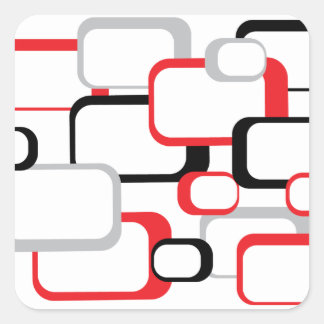 Red Black and Gray Retro Squares Pattern Sticker
