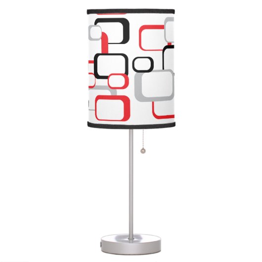 Red, Black and Gray Retro Squares Table Lamp (Left)