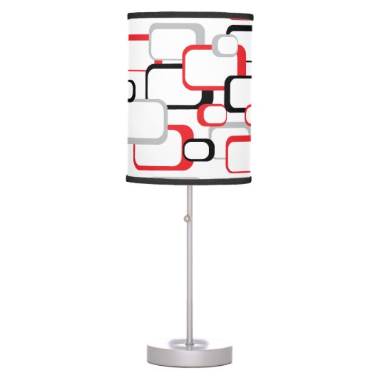 Red, Black and Gray Retro Squares Table Lamp (Front)
