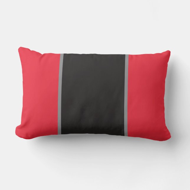 Red Black and Gray Throw Pillow (Front)