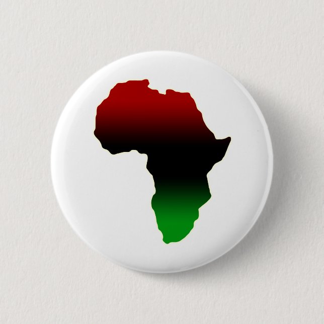 Red, Black and Green Africa Shape Pinback Button (Front)