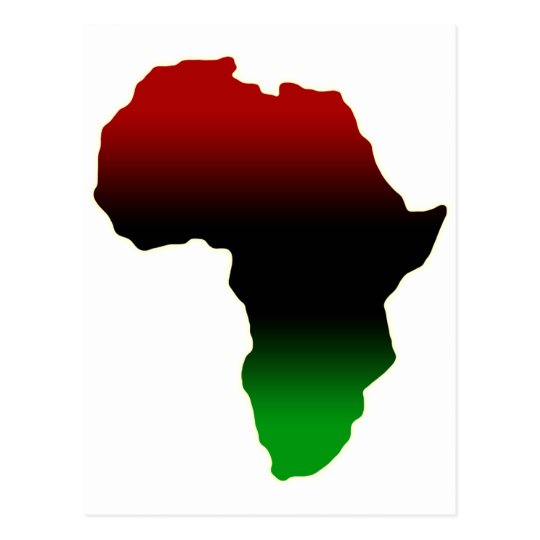 Red, Black and Green Africa Shape Postcard | Zazzle