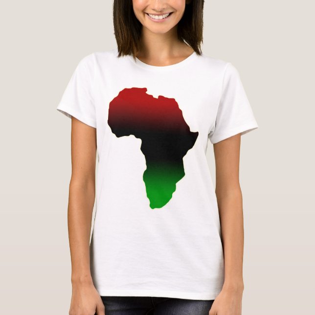Red, Black and Green Africa Shape T-Shirt (Front)