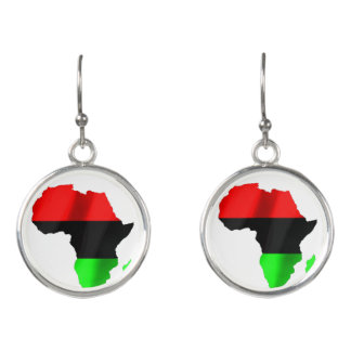 Red Black and Green African  Earrings