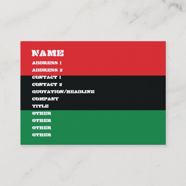 Red, Black and Green Flag Business Card (Front)
