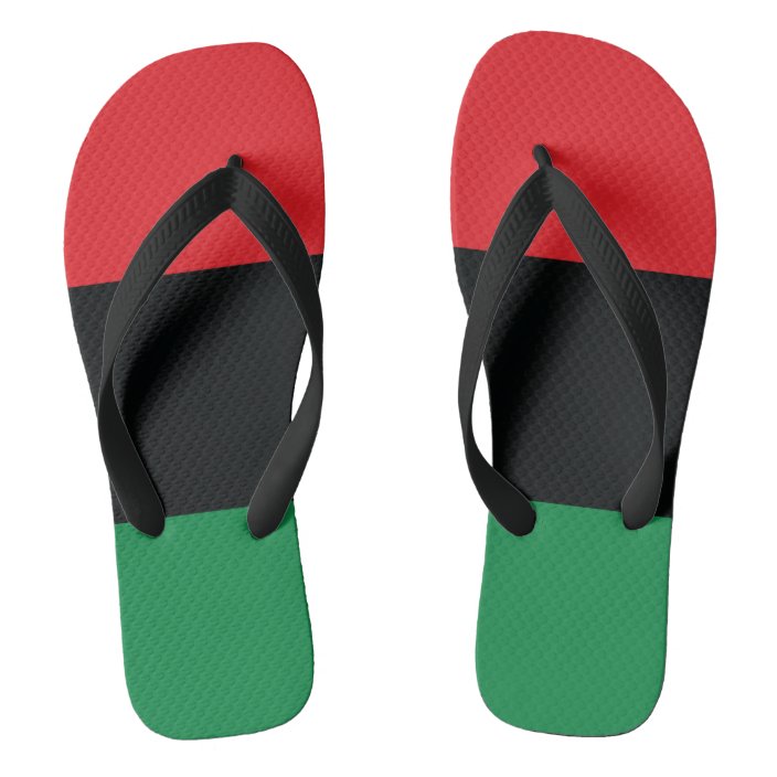 red and black flip flops