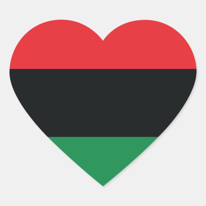 Red, Black and Green Flag Heart Sticker Zazzle