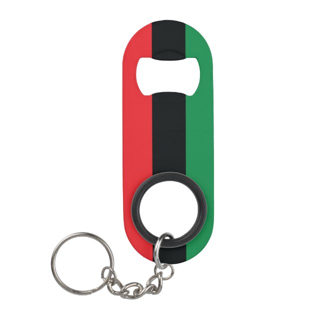 Red, Black and Green Flag Keychain Bottle Opener (Front)