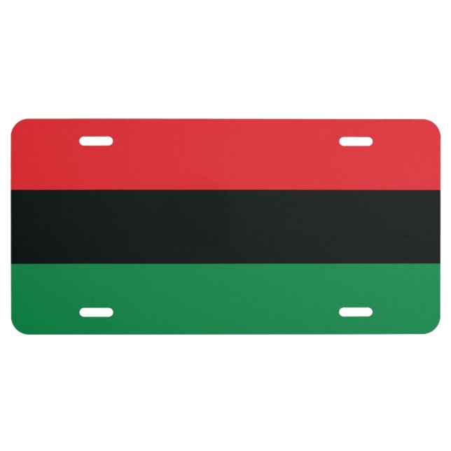 Red, Black and Green Flag License Plate (Front)
