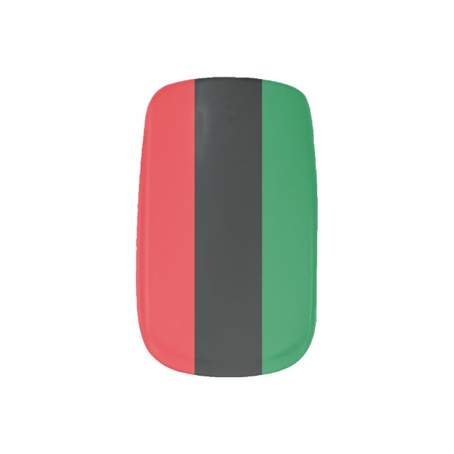 Red, Black and Green Flag Minx Nail Art (Left Thumb)