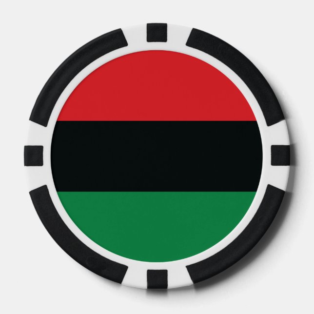 Red, Black and Green Flag Poker Chips (Front)