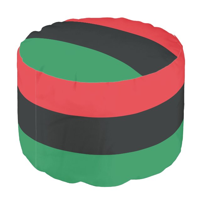 Red, Black and Green Flag Pouf (Angled Back)