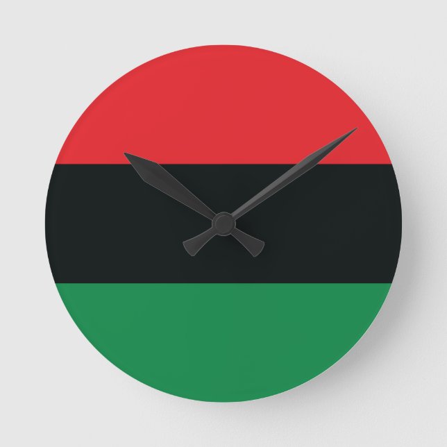 Red, Black and Green Flag Round Clock (Front)