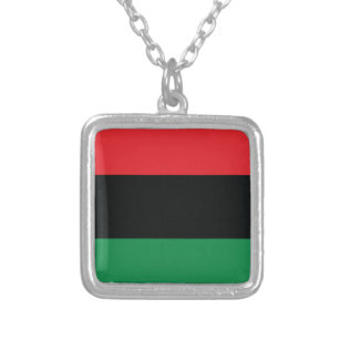 Red, Black and Green Flag Silver Plated Necklace