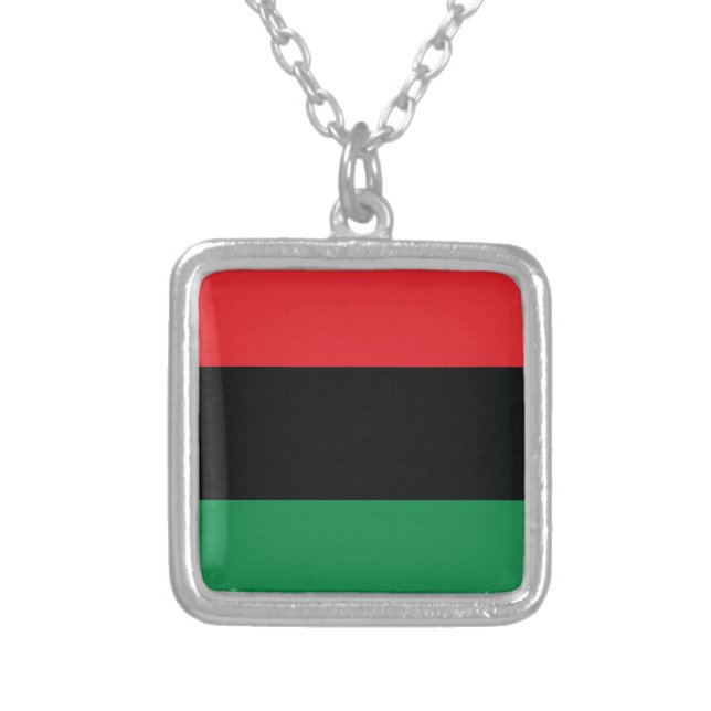 Red, Black and Green Flag Silver Plated Necklace (Front)