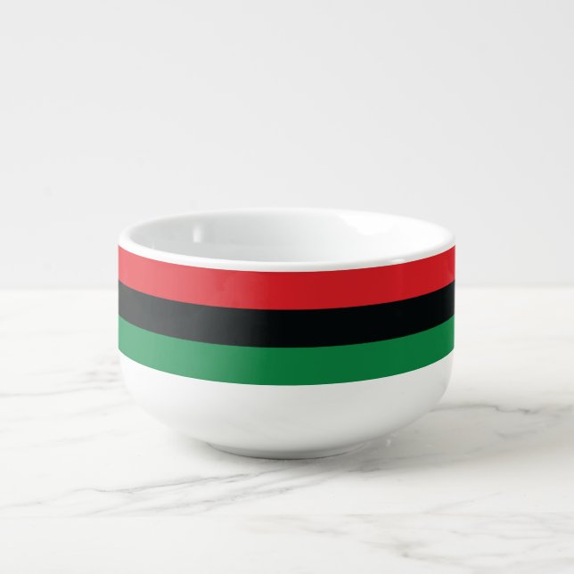 Red, Black and Green Flag Soup Mug (Front)