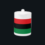 Red, Black and Green Flag Teapot<br><div class="desc">The 3 Pan-African colors on the flag represent: RED: the blood that unites all people of Black African ancestry, and shed for liberation; BLACK: black people whose existence as a nation, though not a nation-state, is affirmed by the existence of the flag; and GREEN: the abundant natural wealth of Africa....</div>