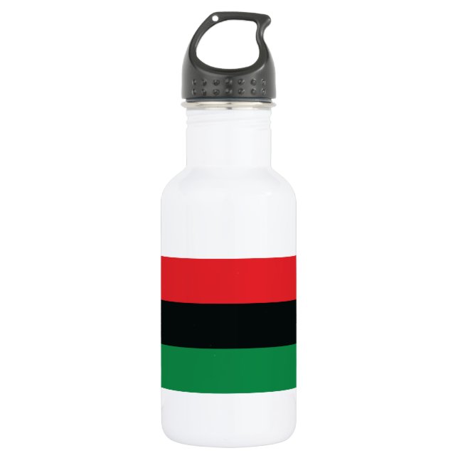 Red, Black and Green Flag Water Bottle (Front)